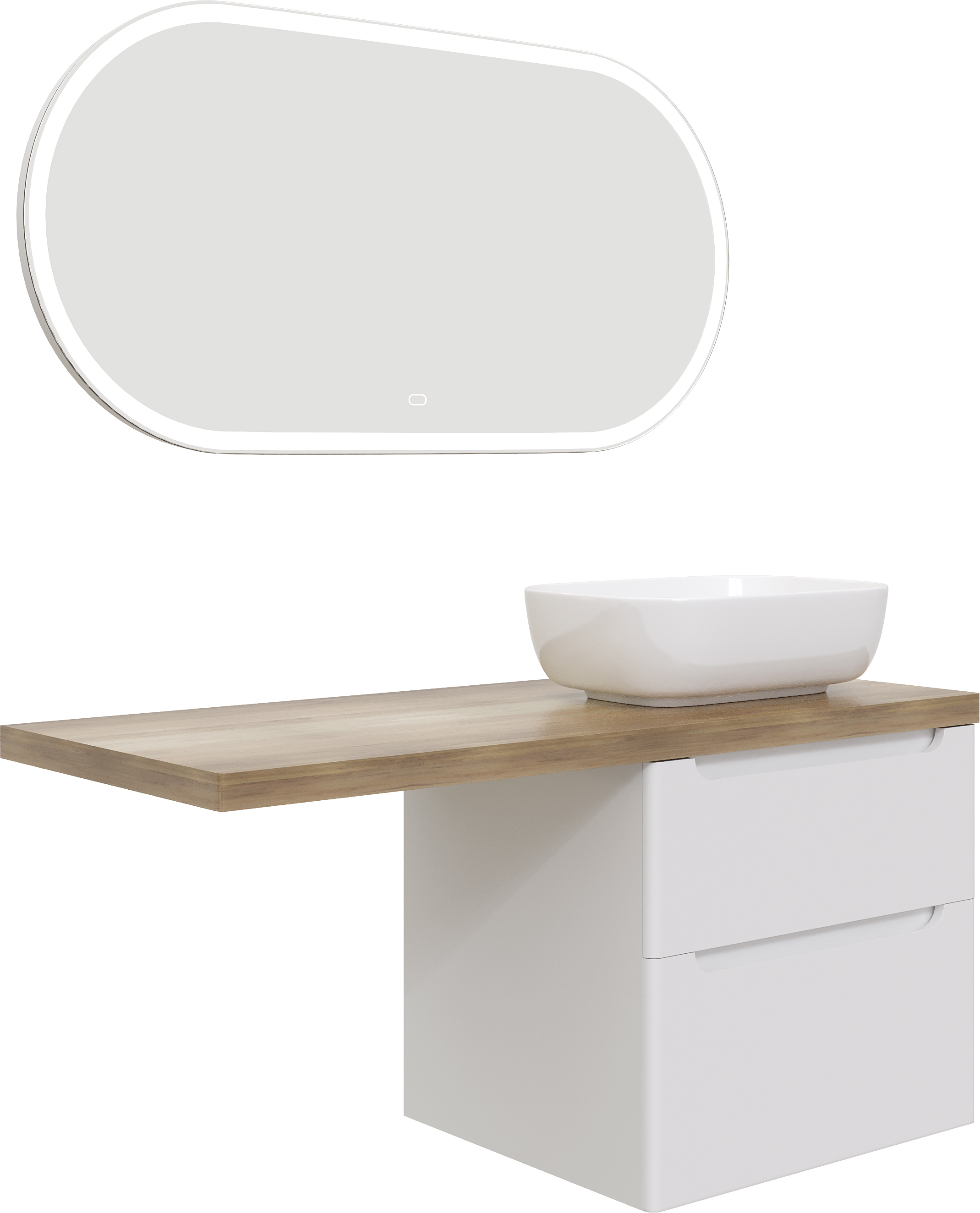 Мебель для ванной STWORKI Берген 60 белая со светлой столешницей 122, раковина Moduo 50 Square, L 549711 - 5