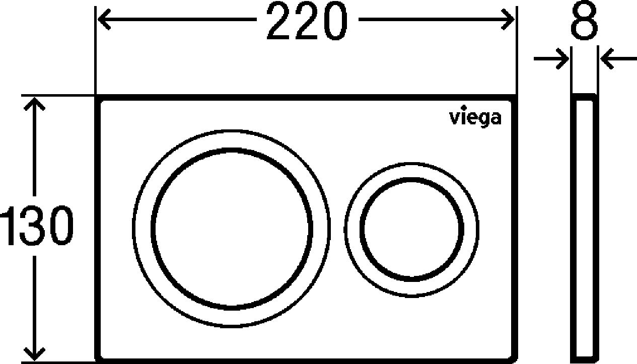 Клавиша смыва, Viega, Prevista, Visign for Style 20, для унитаза, ширина, мм-220, глубина, мм-8, высота, мм-130, тип смыва-двойной, тип управления-ручной нажимной, м 773786 - 2
