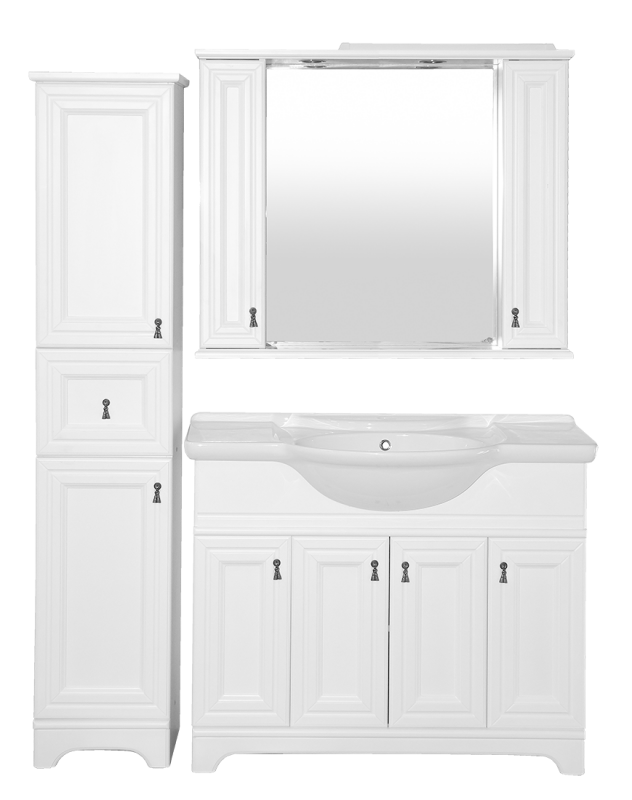 Лувр -105 Зеркало с 2-мя шкафчиками, белое П-Лвр03105-0122Ш - 2