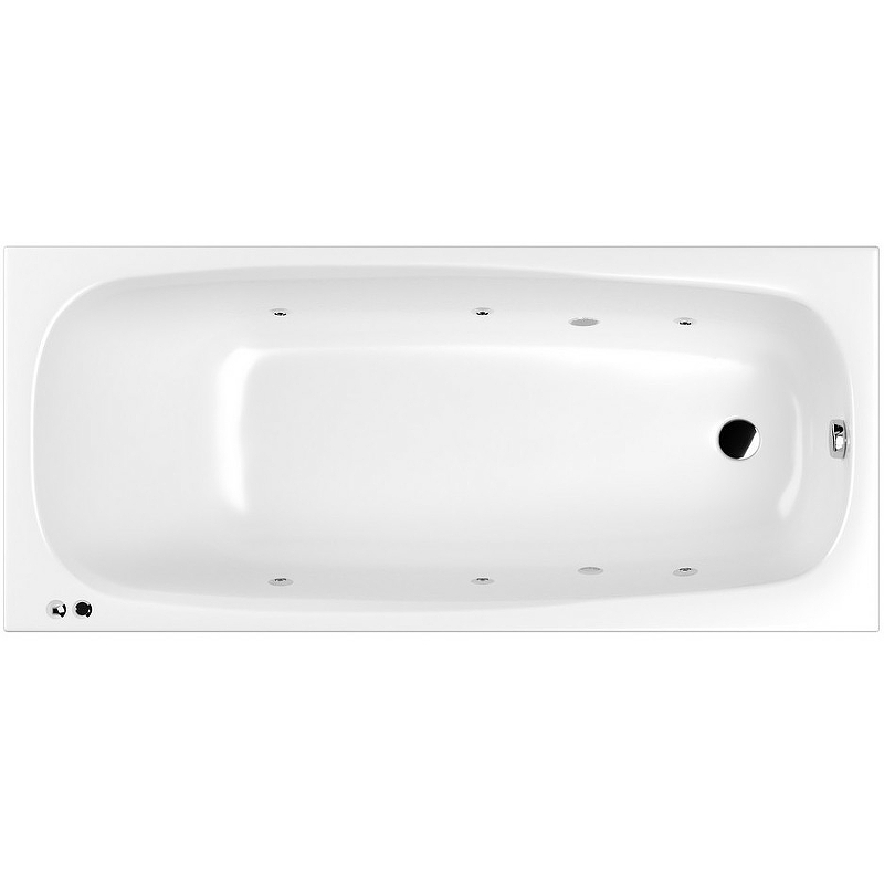 Ванна акриловая WHITECROSS Layla Soft 180x80 с гидромассажем белый -хром 0102.180080.100.SOFT.CR - 0