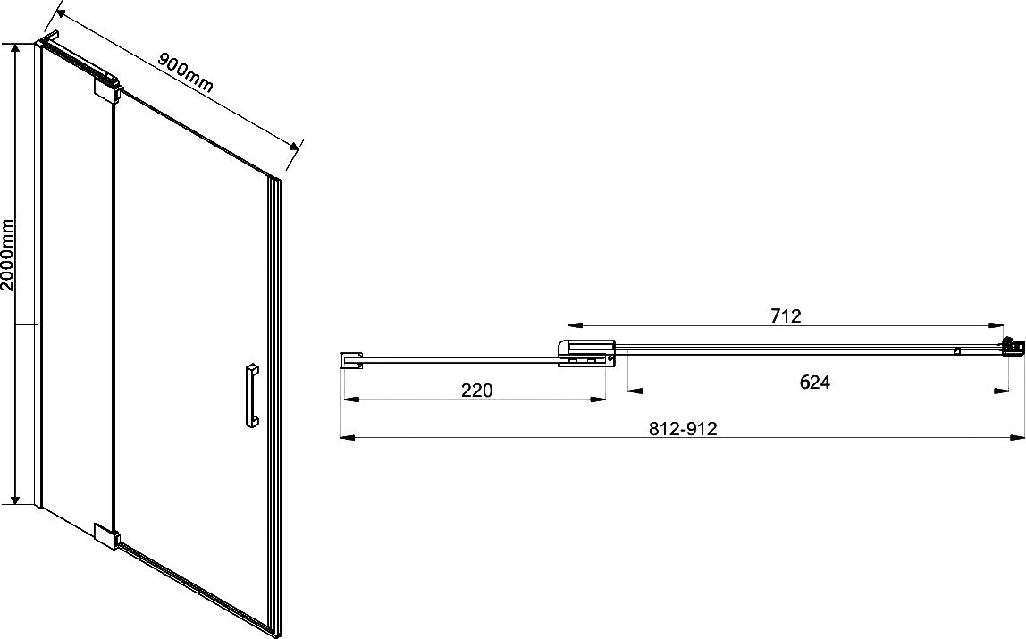 Душевая дверь в нишу Vincea Extra VDP-1E8090CG 80/90 см, стекло тонированное, хром - 2