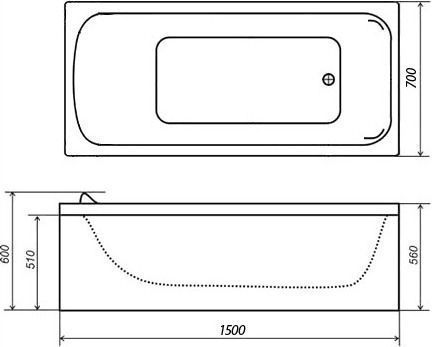 Акриловая ванна Triton Стандарт 150x70 см  Н0000099328 - 1