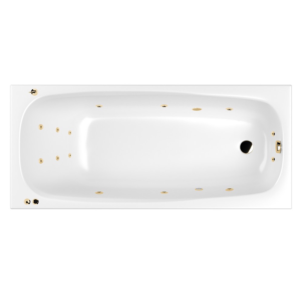 Ванна акриловая WHITECROSS Layla Slim Smart 180x80 с гидромассажем белый - золото 0122.180080.100.SMART.GL - 0