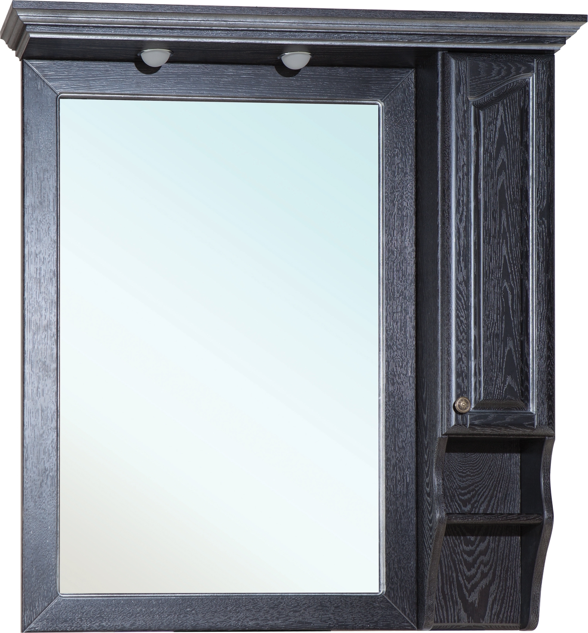 Зеркало-шкаф Bellezza Рим 110 R черное патина серебро 4638138611049 - 0