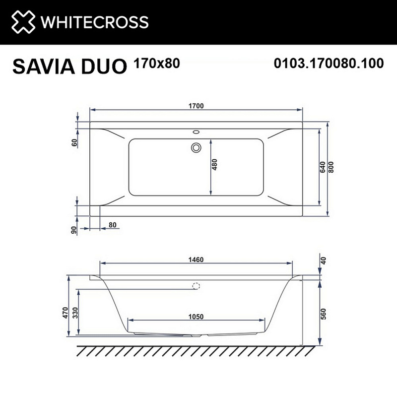 Акриловая ванна Whitecross Savia Duo 170х80 белая бронза с гидромассажем 0103.170080.100.SMART.BR - 2