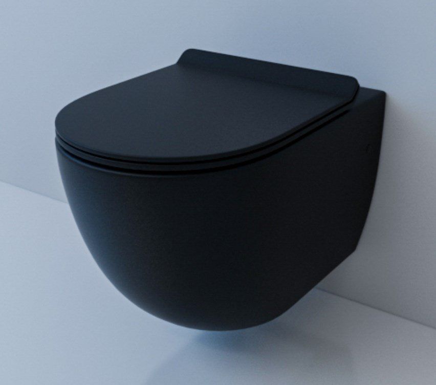 Унитаз подвесной Esbano Amapola с сиденьем микролифт, черный матовый  ESUPAMAPBM - 1