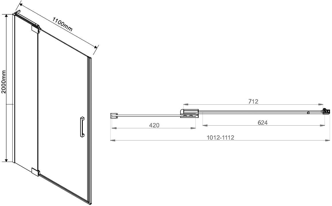 Душевая дверь в нишу Vincea Extra VDP-1E1011CL 100/110 см, стекло прозрачное, хром - 6