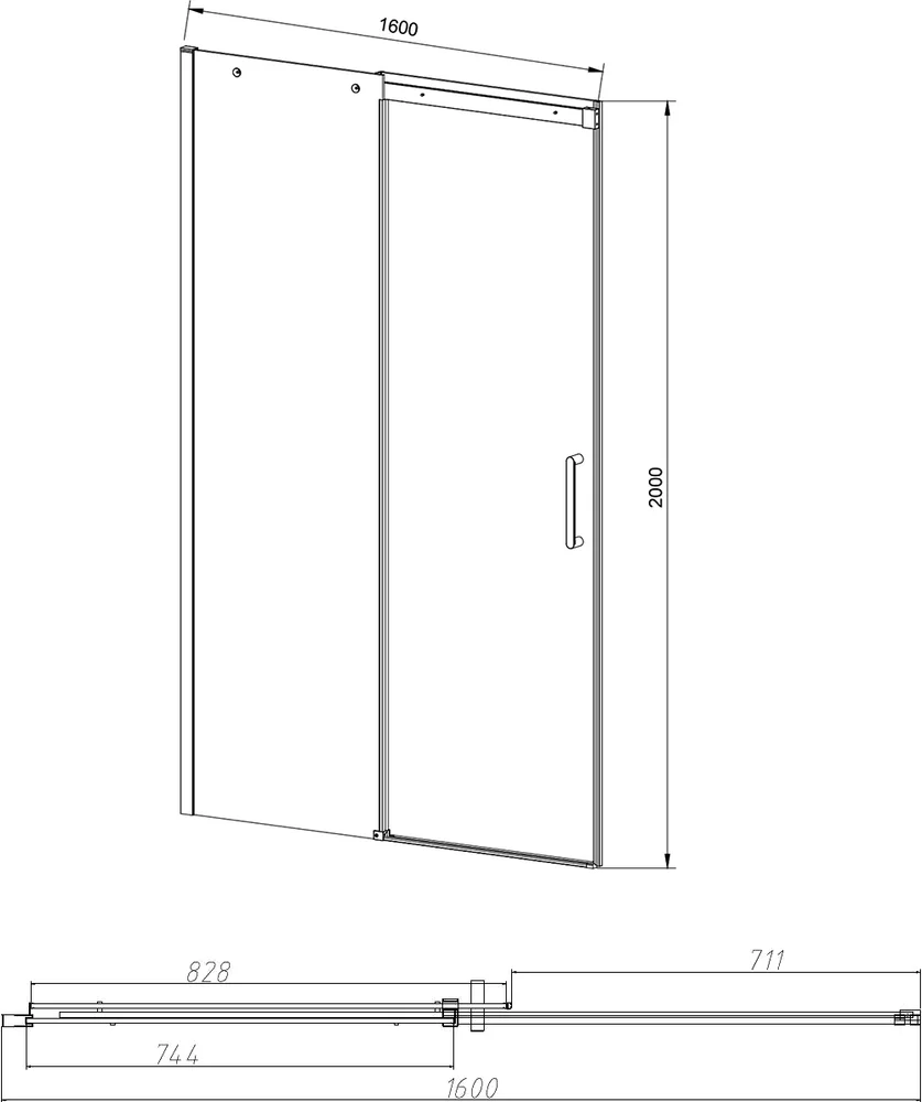 Душевая дверь в нишу Vincea Dice 160х200 профиль хром стекло прозрачное VDS-4D160CL - 3