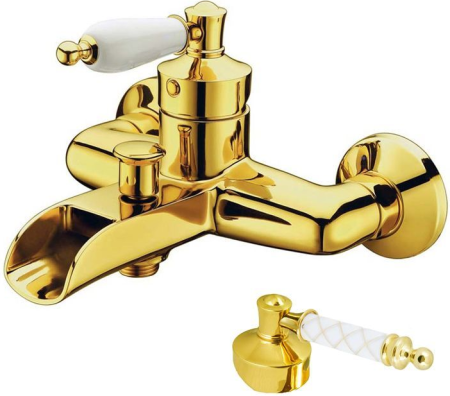 Смеситель для ванны Boheme Vogue золото с белым 213-MR-W - 0