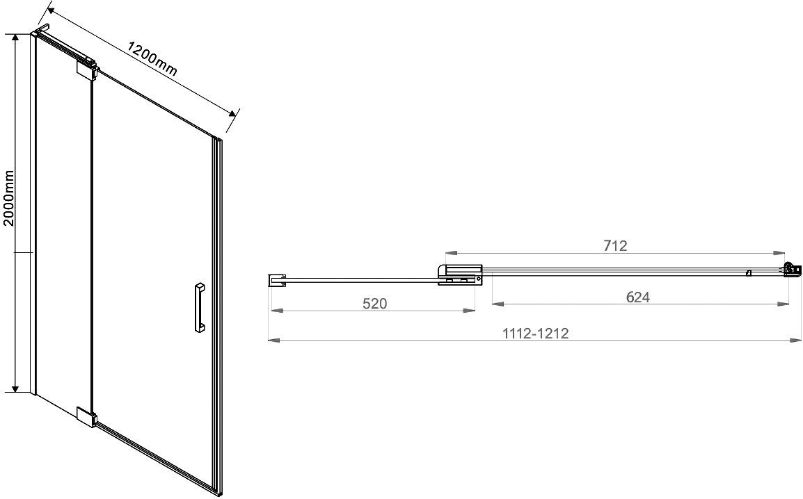 Душевая дверь в нишу Vincea Extra VDP-1E1112CL 110/120 см, стекло прозрачное, хром - 6