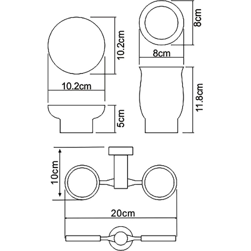 Стакан для зубных щеток и мыльница с держателем Wasserkraft хром - белый K-24226 - 2