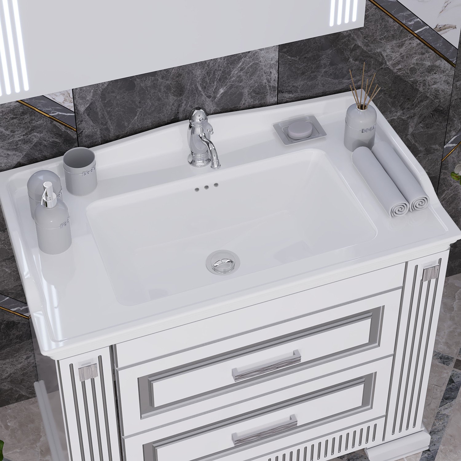 Мебель для ванной Opadiris Оникс 100 серебро - 2