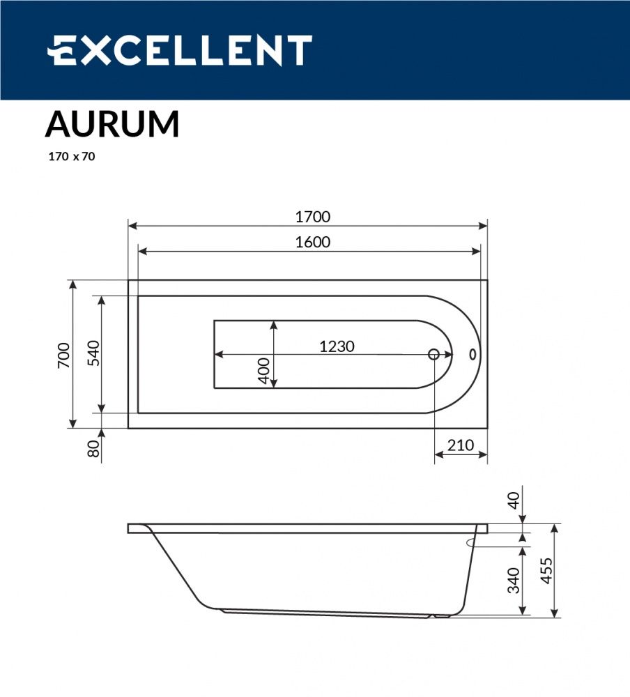 Акриловая ванна Excellent Actima Aurum 170х70 WAEX.AUR17WH - 2