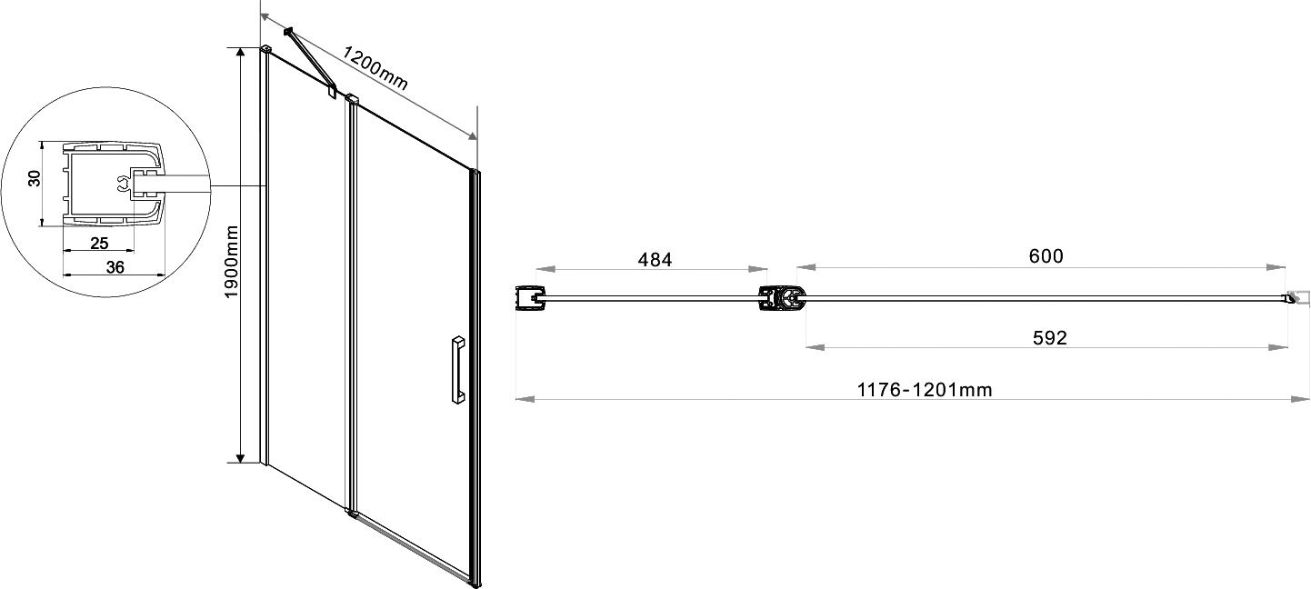 Душевая дверь в нишу Vincea Orta VPP-1O120CL 120 см, хром, стекло прозрачное - 3