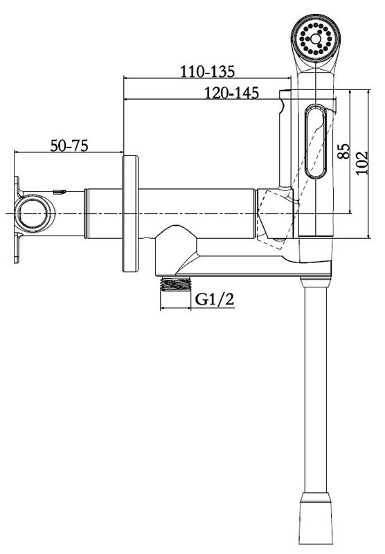 E28317-CP Elate 2.0 смеситель с гигиеническим душем на одно отверстие, хром - 1