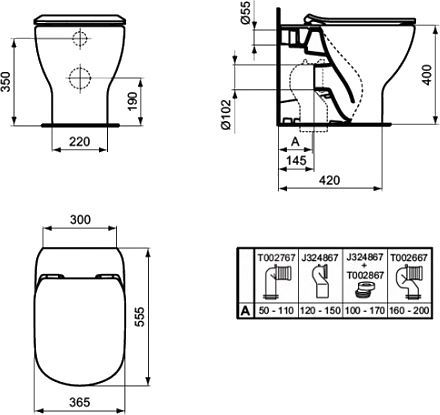 Чаша для унитаза приставного Ideal Standard Tesi AquaBlade T007701 - 4