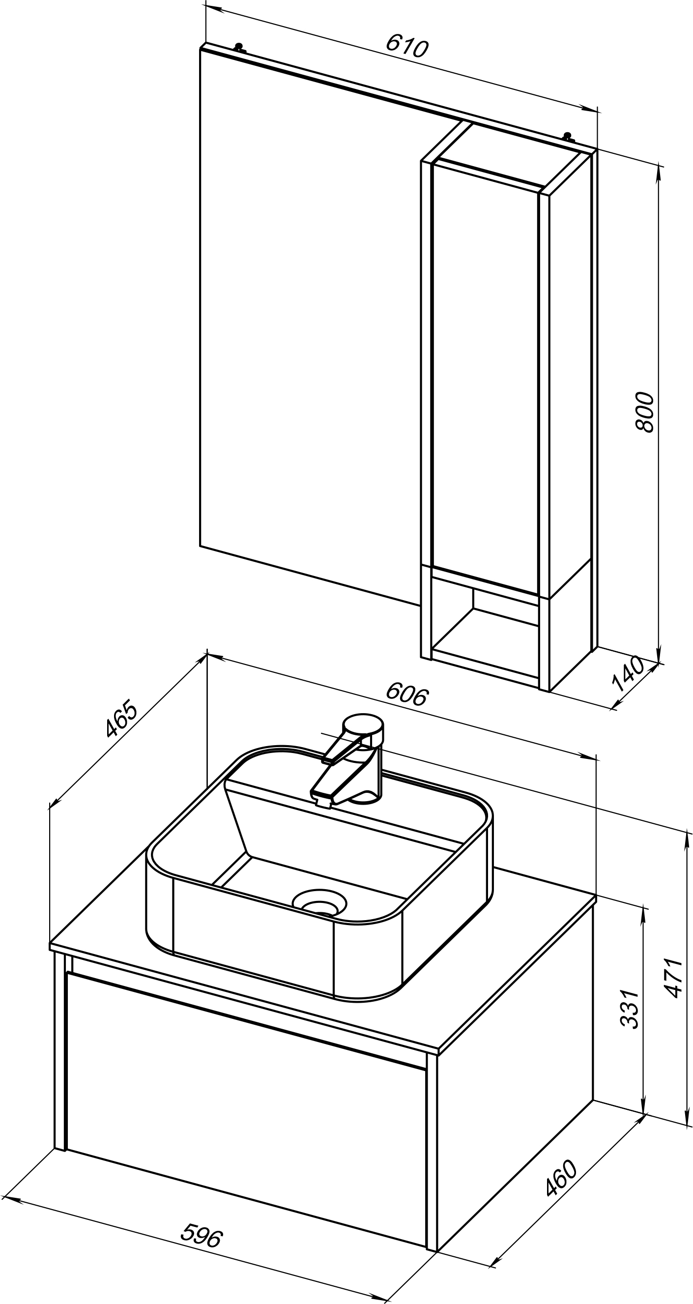 Мебель для ванной STWORKI Карлстад 60 дуб рошелье, роверелла, в стиле лофт, подвесная (комплект, гарнитур) 427861 - 7