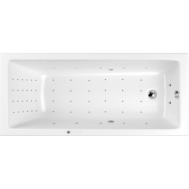 Ванна акриловая WHITECROSS Wave Slim Nano 160x80 с гидромассажем белый - хром 0111.160080.100.NANO.CR - 0