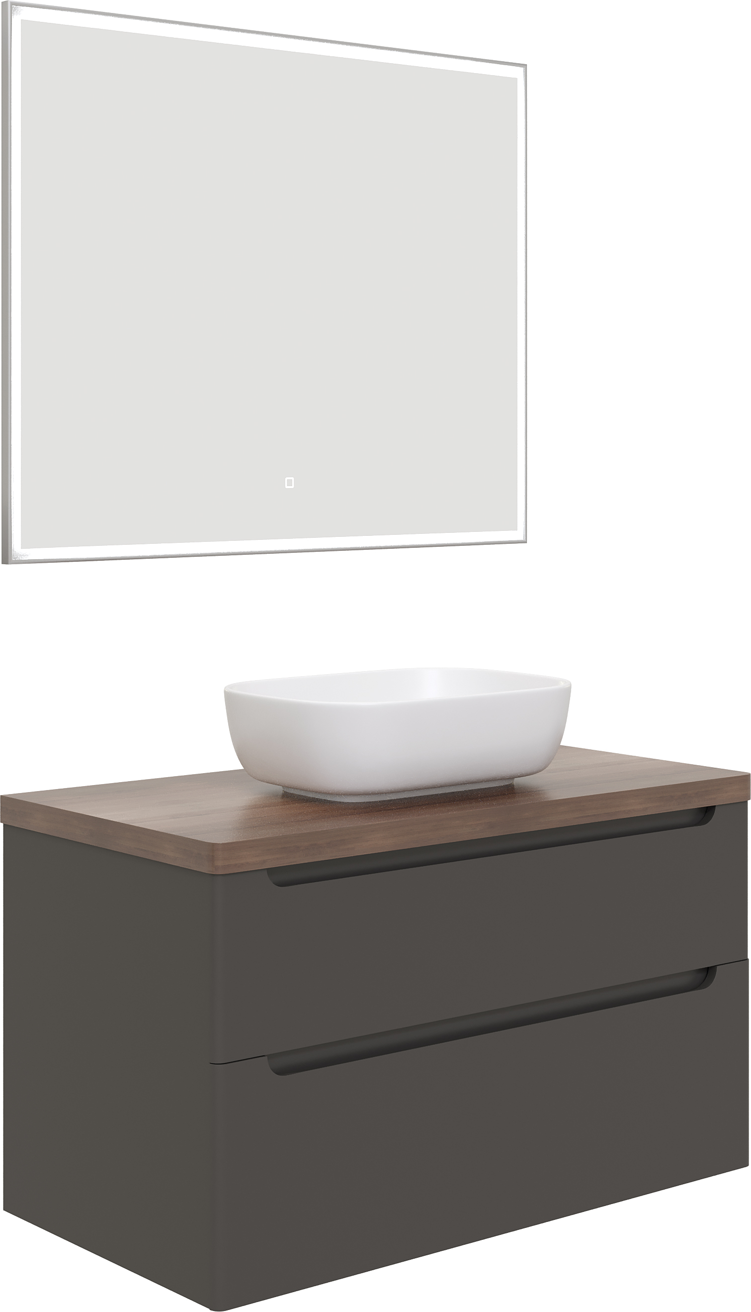 Мебель для ванной STWORKI Берген 100 серая с темной столешницей, раковина Moduo 50 Square 549605 - 6