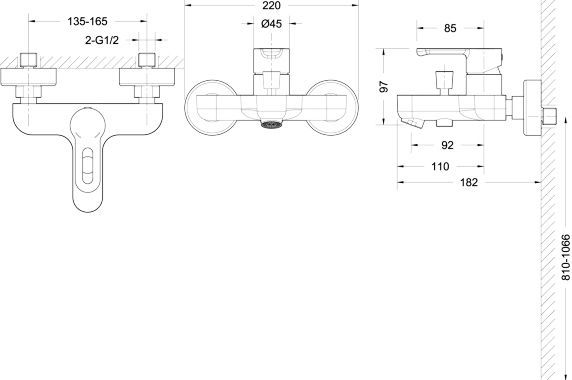 Смеситель Bravat Stream-D F637163C-01 для ванны с душем - 2