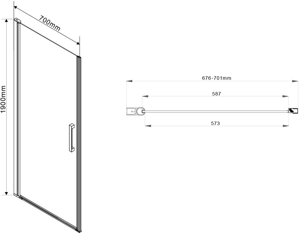 Душевая дверь в нишу Vincea Orta VPP-1O700CL 70 см, стекло прозрачное, хром - 5
