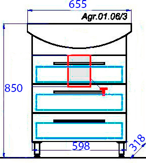 Тумба для комплекта Aqwella Allegro 65 с 3 ящиками Agr.01.06/3 - 3