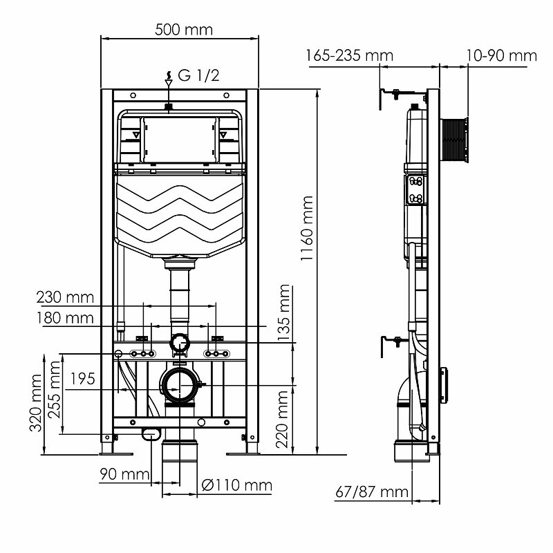 Система инсталляции для унитазов Wasserkraft Aller кнопка смыва никель 10TLT.010.ME.BN01 - 6