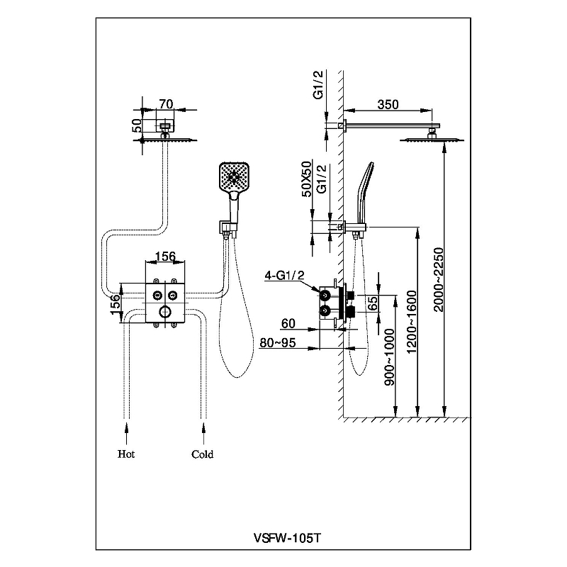Душевой комплект Vincea Next с термостатом хром VSFW-105TCH - 3