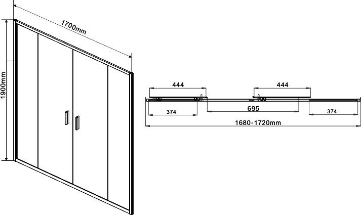 Душевая дверь в нишу Vincea Garda VDS-1G2170CH 170 см, профиль хром, стекло шиншилла - 2
