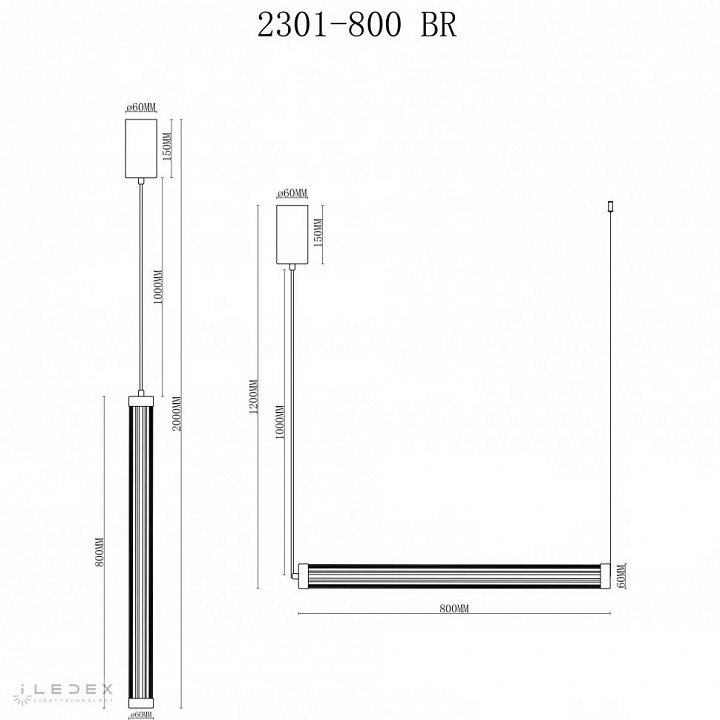 Подвесной светильник iLedex Rocks 2301-800 BR - 2
