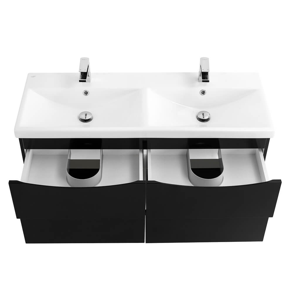 Комплект мебели BelBagno Marino-Cer 120 с двумя чашами черный - 3