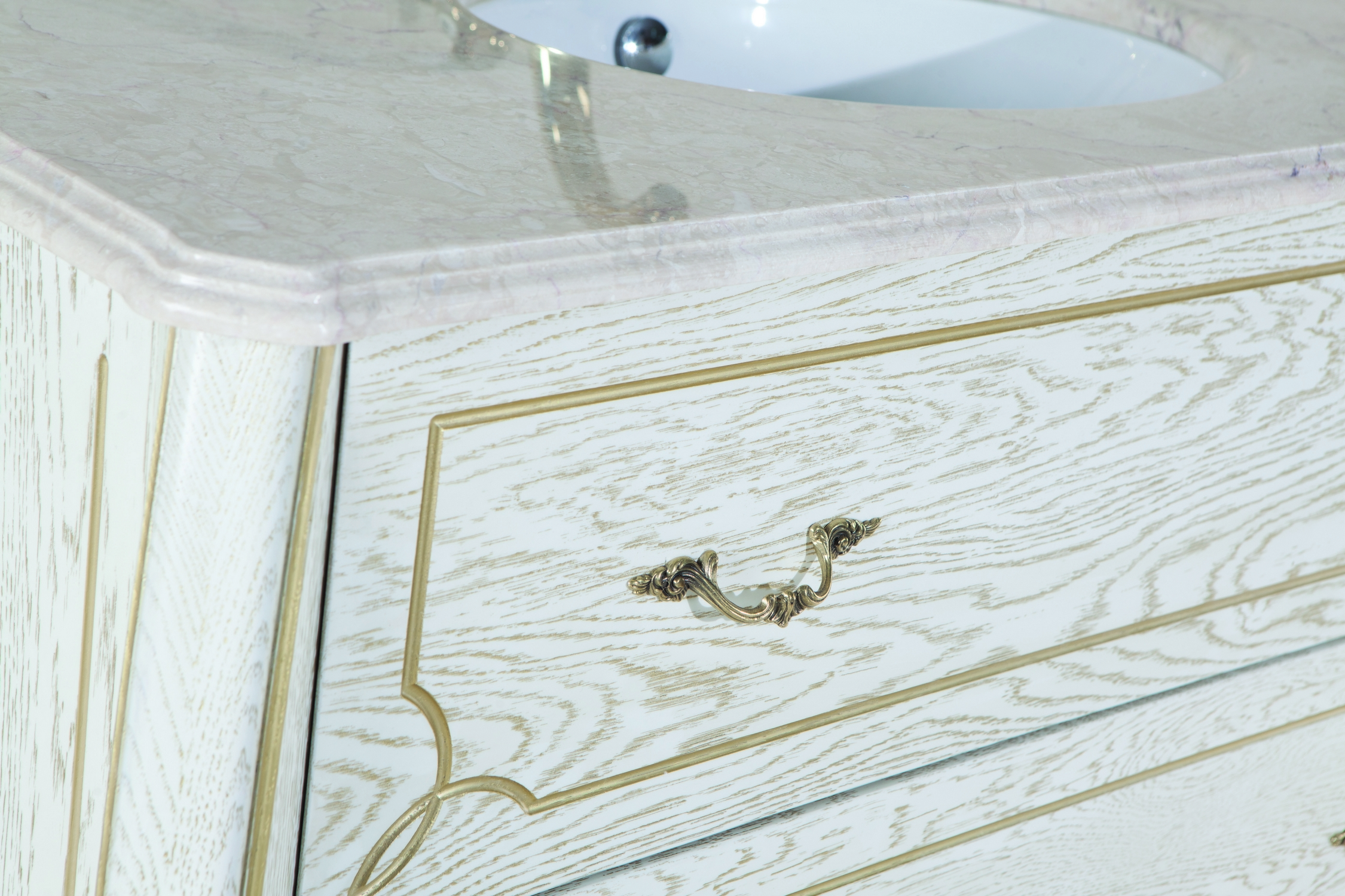 Мебель для ванной Bellezza Грация Люкс 100 белая патина золото - 2