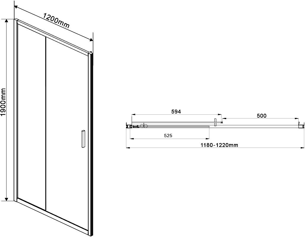 Душевая дверь в нишу Vincea Garda VDS-1G120CHB 120 см, профиль черный, стекло шиншилла - 2