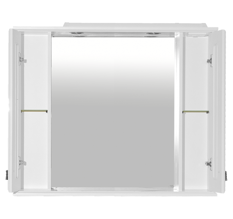 Лувр -105 Зеркало с 2-мя шкафчиками, белое П-Лвр03105-0122Ш - 1