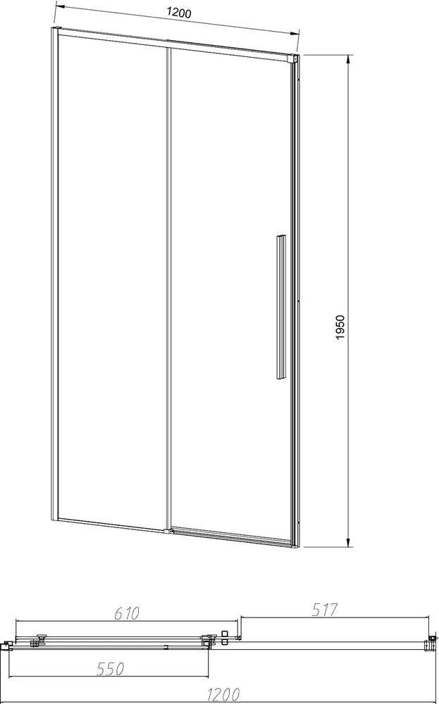 Душевая дверь в нишу Vincea Slim-N 120х195 профиль черный стекло прозрачное VDS-4SN120CLB - 3