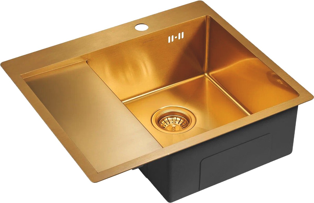 Мойка кухонная Paulmark Flank R 59 брашированное золото PM225951-BGR - 1