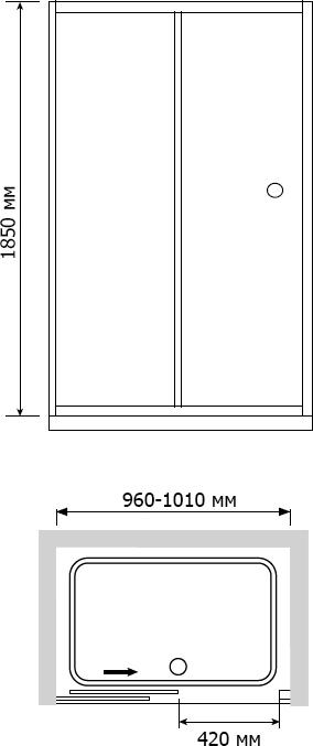 Душевая дверь в нишу RGW Classic CL-12 (960-1010)x1850 04091210-11 - 2