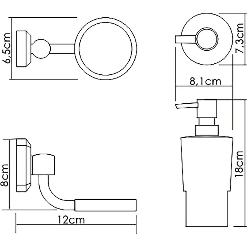 Дозатор для жидкого мыла WasserKraft  хром - белый K-28199 - 2