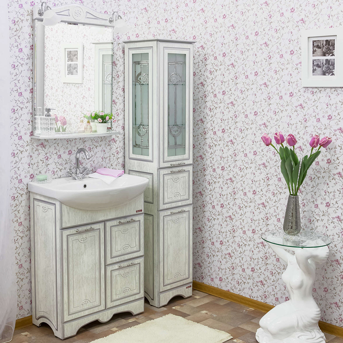 Мебель для ванной Sanflor Адель 65 белая, патина серебро - 0