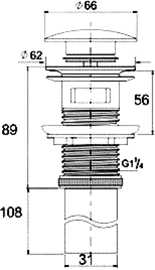 Донный клапан для раковины Boheme 612-B/2 с переливом, чёрный - 1