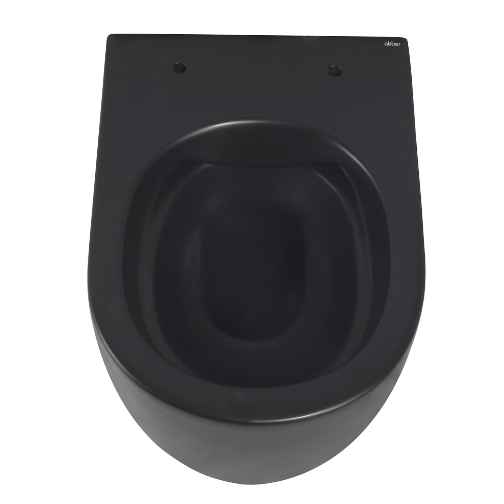 Унитаз подвесной Abber Bequem безободковый с сиденьем микролифт черный матовый AC1104MB - 5