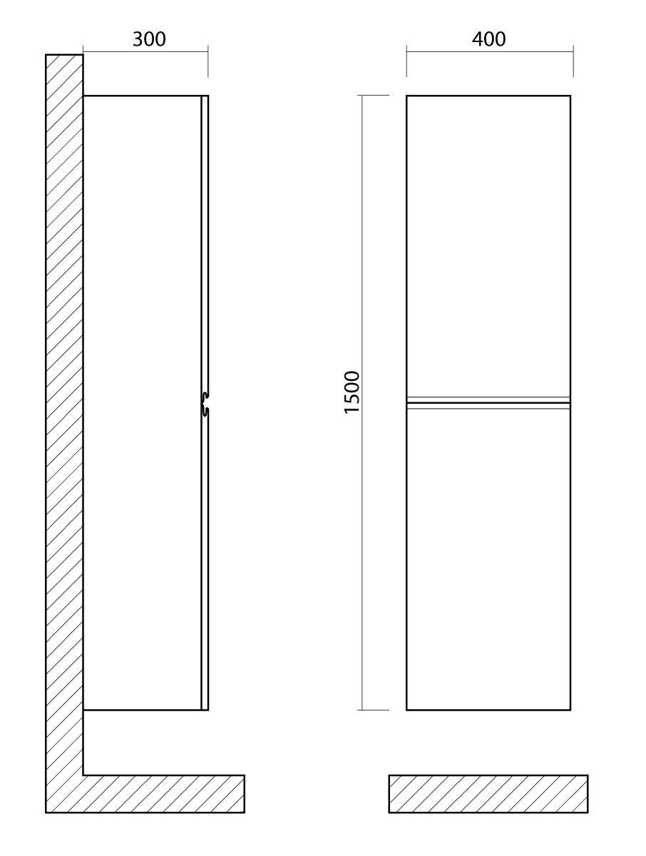 BIANCHI Шкаф подвесной с двумя распашными дверцами, Белый глянец , 400x300x1500, AM-Bianchi-1500-2A-SO-BL - 4