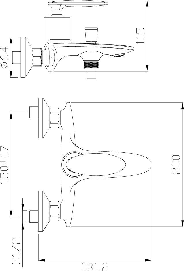 Смеситель для ванны Rossinka  хром  RS30-31 - 1