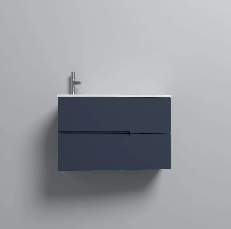 EB1888RU-G98  Nona Мебель с интегрированными ручками, глянцевый темно-синий, 80 см, 2 ящика - 2