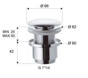 Автоматический донный клапан Remer, цвет хром, 904CC2114 - 1