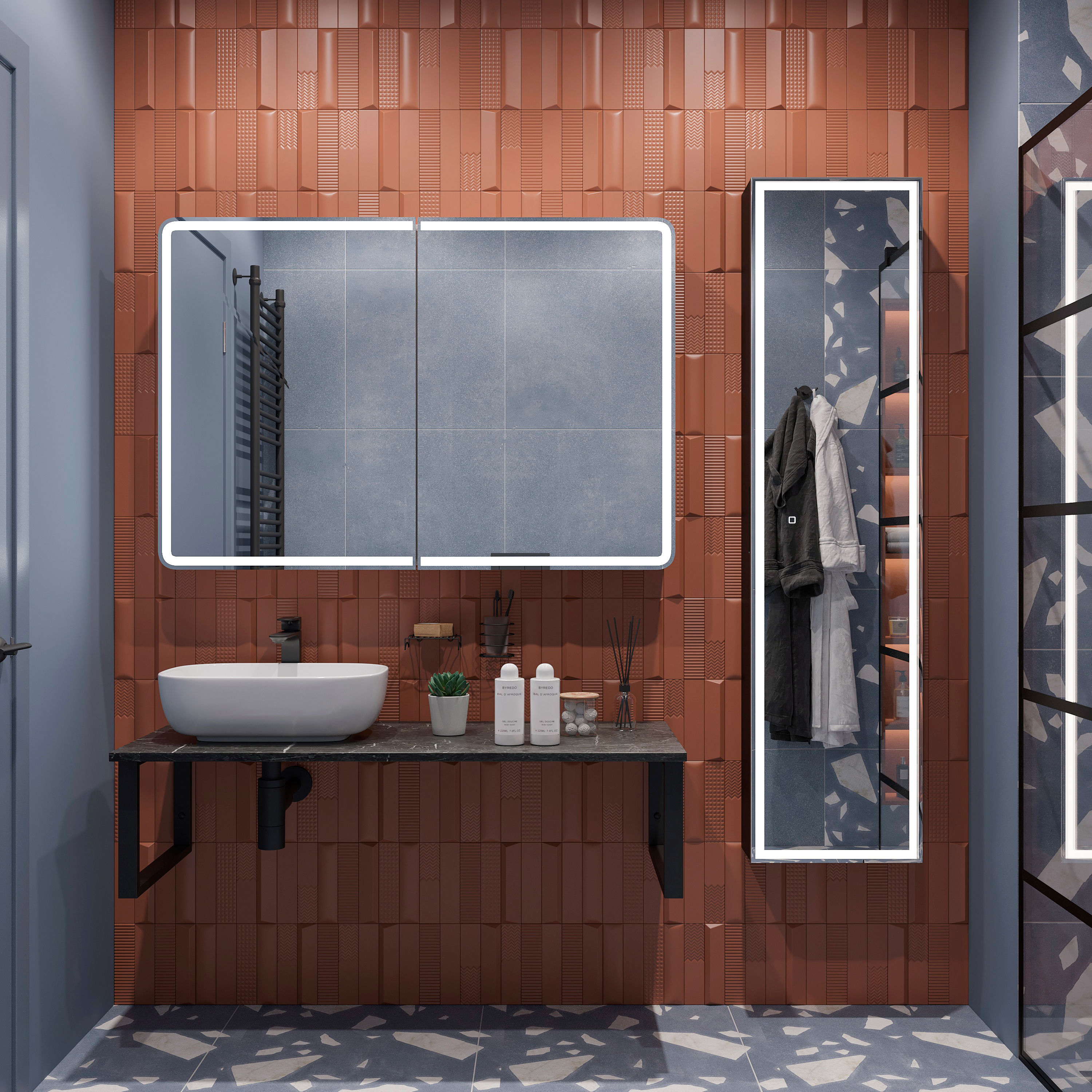 Мебель для ванной DIWO Элиста 120 чёрный мрамор, с раковиной Moduo 50 Square (комплект, гарнитур) 555918 - 0