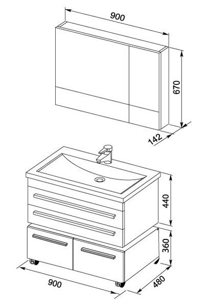 Мебельная раковина Aquanet Нота 90.2 см (00158756) - 3