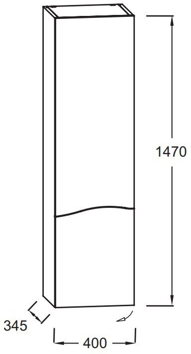 EB1836LRU-P6 пенал подвесной SHERWOOD шарниры слева, без подсветки /40x34x147/(натуральный дуб) - 1