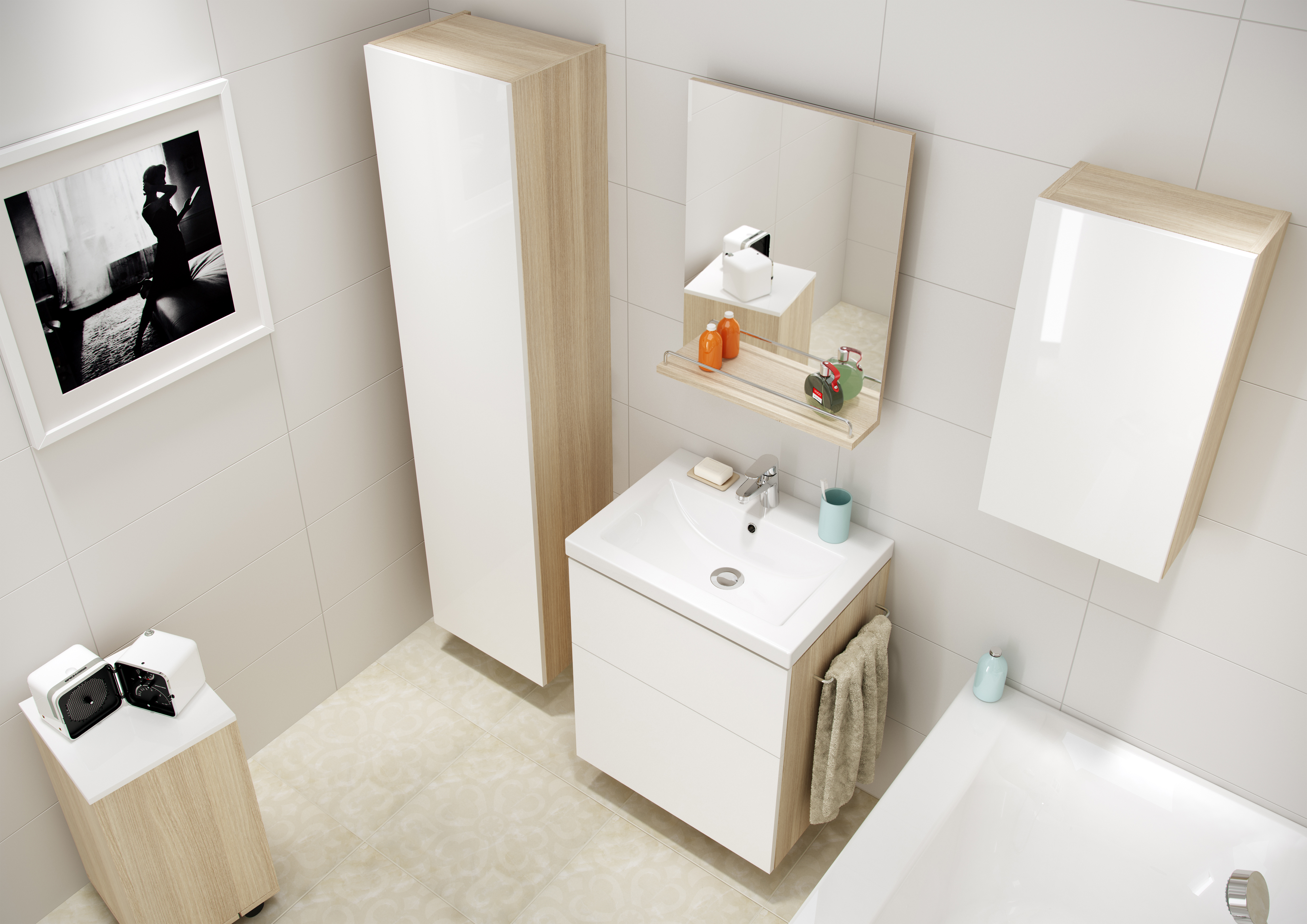 Мебель для ванной Cersanit Smart 80 ясень, белый - 2