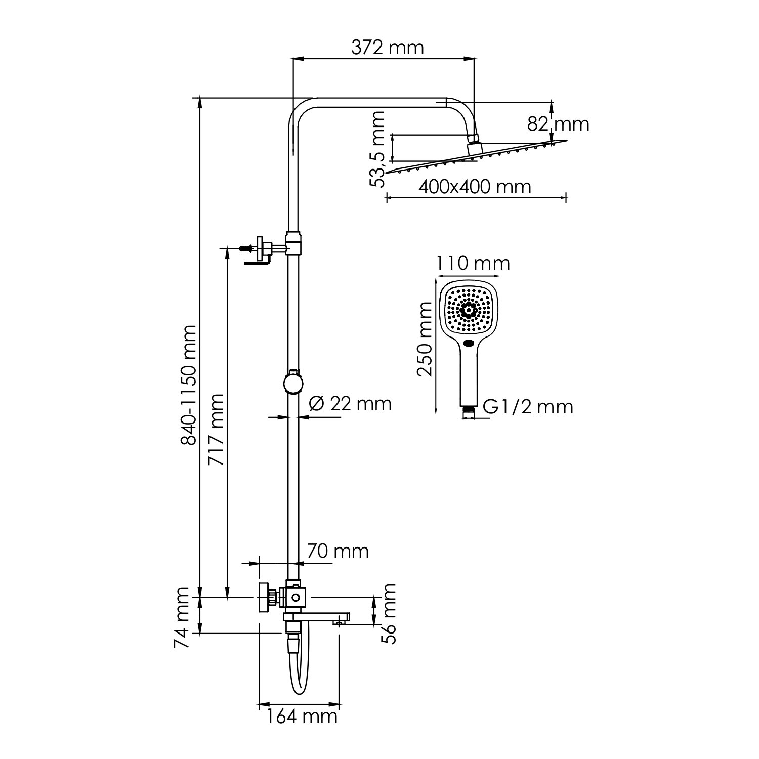 Душевая система WasserKraft 40 с термостатом хром A199.119.065.087.CH Thermo - 2